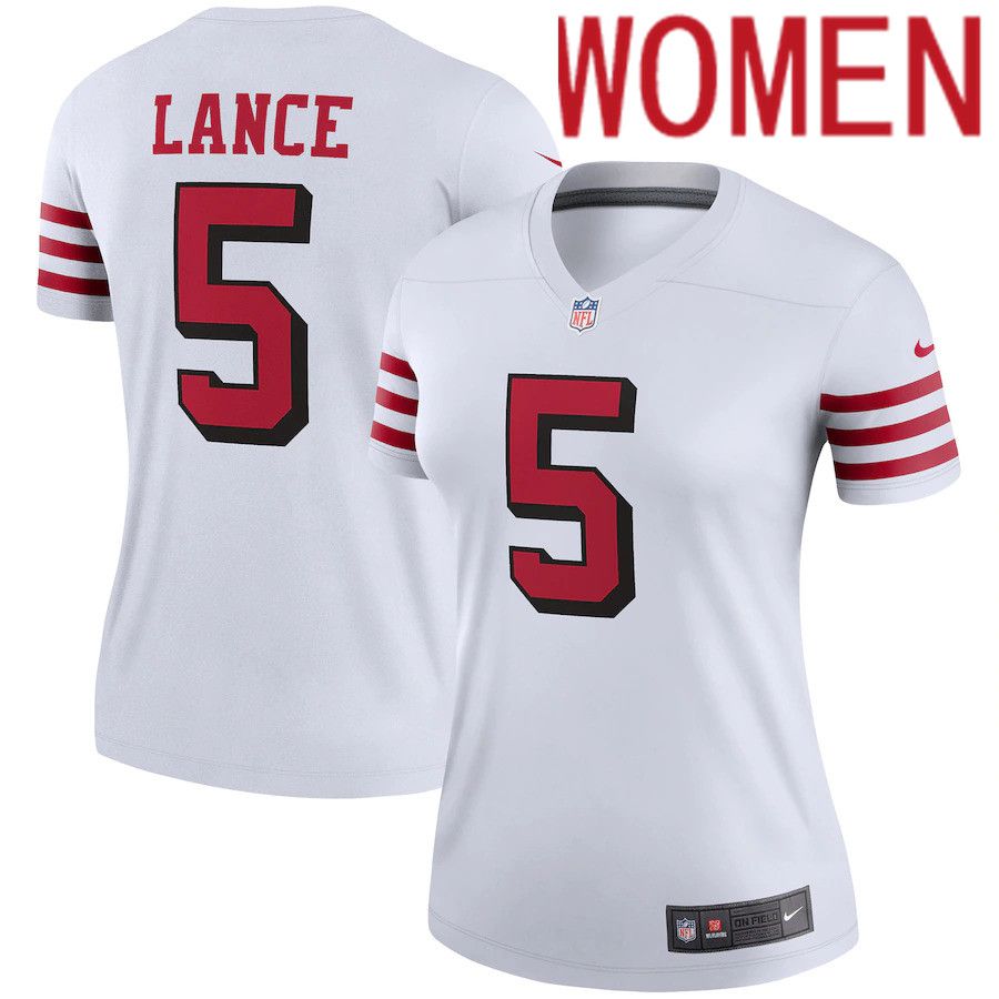Women San Francisco 49ers #5 Trey Lance Nike White Alternate Legend NFL Jersey->women nfl jersey->Women Jersey